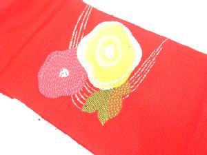 アンティーク　手織り紬抽象花模様織り出し名古屋帯